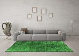 Machine Washable Oriental Green Industrial Area Rugs in a Living Room,, wshurb1837grn