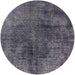 Round Mid-Century Modern Plum Purple Oriental Rug, urb1837