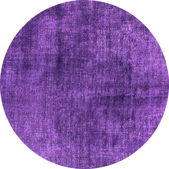 Round Machine Washable Oriental Purple Industrial Area Rugs, wshurb1837pur