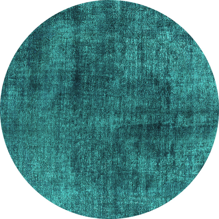 Round Machine Washable Oriental Turquoise Industrial Area Rugs, wshurb1837turq