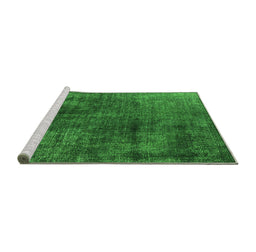 Sideview of Machine Washable Oriental Green Industrial Area Rugs, wshurb1837grn