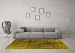 Machine Washable Oriental Yellow Industrial Rug in a Living Room, wshurb1837yw