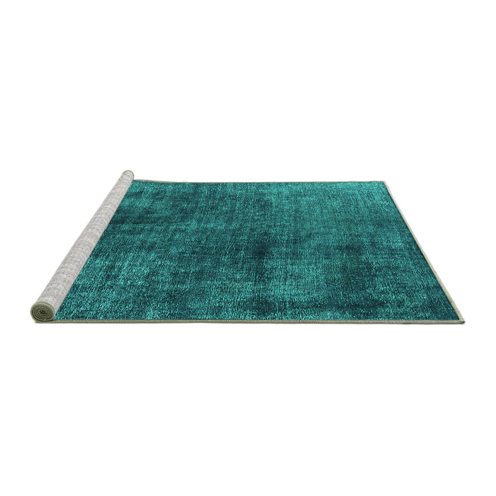 Sideview of Machine Washable Oriental Turquoise Industrial Area Rugs, wshurb1837turq