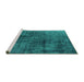 Sideview of Machine Washable Oriental Turquoise Industrial Area Rugs, wshurb1837turq