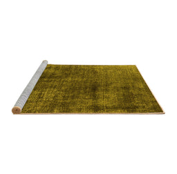 Sideview of Machine Washable Oriental Yellow Industrial Rug, wshurb1837yw