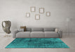 Machine Washable Oriental Turquoise Industrial Area Rugs in a Living Room,, wshurb1837turq