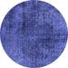 Round Oriental Blue Industrial Rug, urb1837blu