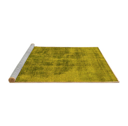 Sideview of Machine Washable Oriental Yellow Industrial Rug, wshurb1838yw