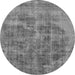 Round Machine Washable Oriental Gray Industrial Rug, wshurb1838gry