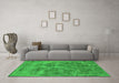 Machine Washable Oriental Green Industrial Area Rugs in a Living Room,, wshurb1838grn