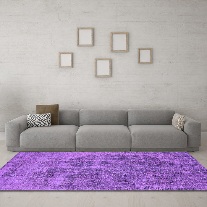 Machine Washable Oriental Purple Industrial Area Rugs in a Living Room, wshurb1838pur