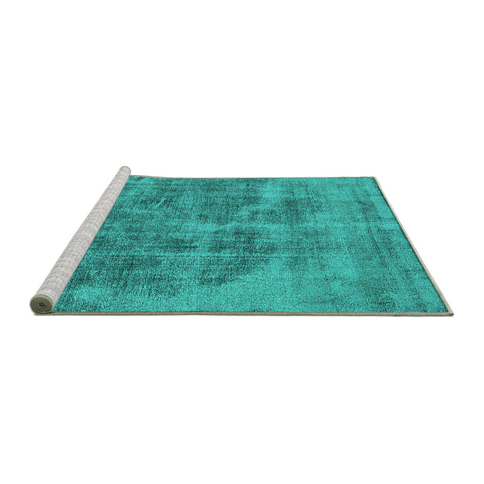 Sideview of Machine Washable Oriental Turquoise Industrial Area Rugs, wshurb1838turq