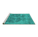 Sideview of Machine Washable Oriental Turquoise Industrial Area Rugs, wshurb1838turq