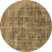 Round Oriental Brown Industrial Rug, urb1838brn