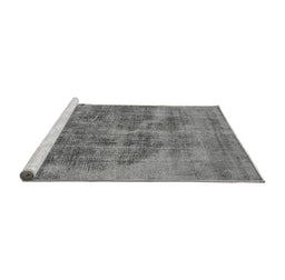 Sideview of Machine Washable Oriental Gray Industrial Rug, wshurb1838gry