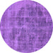 Round Oriental Purple Industrial Rug, urb1838pur