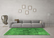 Machine Washable Oriental Green Industrial Area Rugs in a Living Room,, wshurb1839grn
