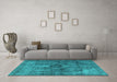 Machine Washable Oriental Turquoise Industrial Area Rugs in a Living Room,, wshurb1839turq