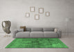 Machine Washable Oriental Emerald Green Industrial Area Rugs in a Living Room,, wshurb1839emgrn