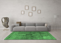 Machine Washable Oriental Emerald Green Industrial Area Rugs in a Living Room,, wshurb1839emgrn