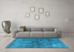 Machine Washable Oriental Light Blue Industrial Rug in a Living Room, wshurb1839lblu