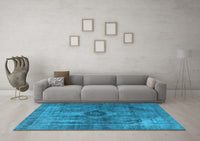 Machine Washable Oriental Light Blue Industrial Rug, wshurb1839lblu