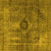 Square Machine Washable Oriental Yellow Industrial Rug, wshurb1839yw
