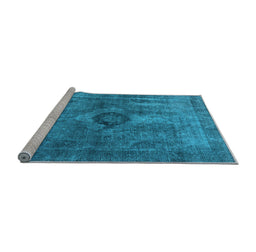 Sideview of Machine Washable Oriental Light Blue Industrial Rug, wshurb1839lblu