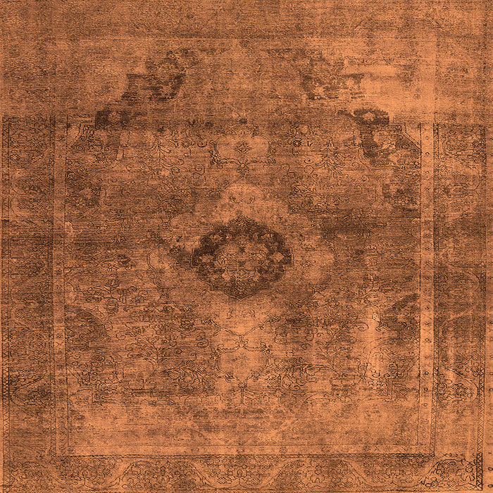 Square Machine Washable Oriental Orange Industrial Area Rugs, wshurb1839org