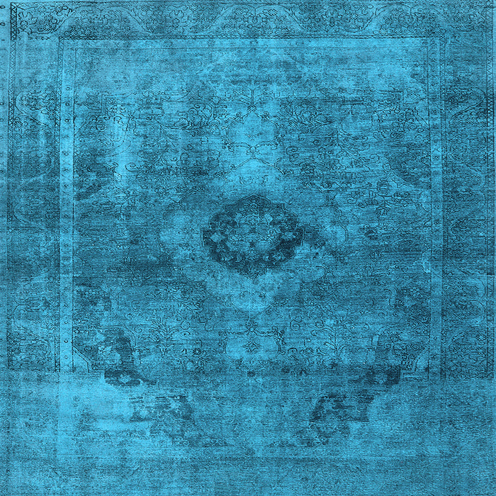 Square Machine Washable Oriental Light Blue Industrial Rug, wshurb1839lblu