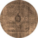 Round Oriental Brown Industrial Rug, urb1839brn