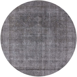 Round Machine Washable Industrial Modern Carbon Gray Rug, wshurb1840