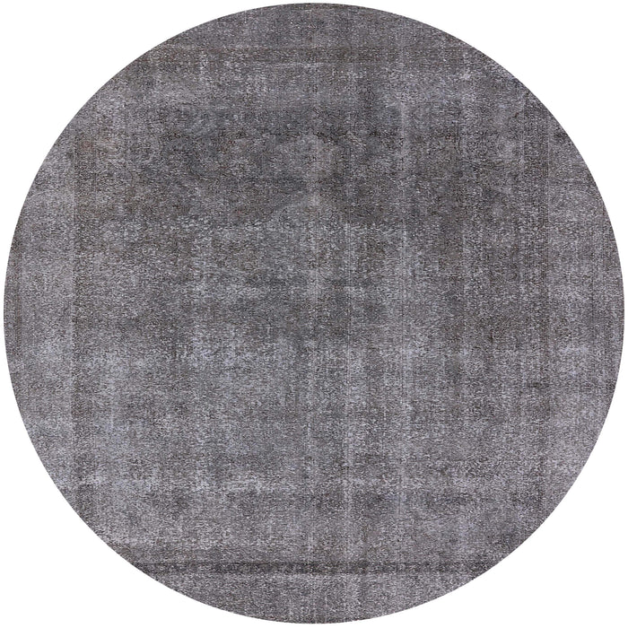Round Machine Washable Industrial Modern Carbon Gray Rug, wshurb1840