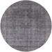 Round Mid-Century Modern Carbon Gray Oriental Rug, urb1840