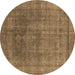 Round Machine Washable Oriental Brown Industrial Rug, wshurb1840brn