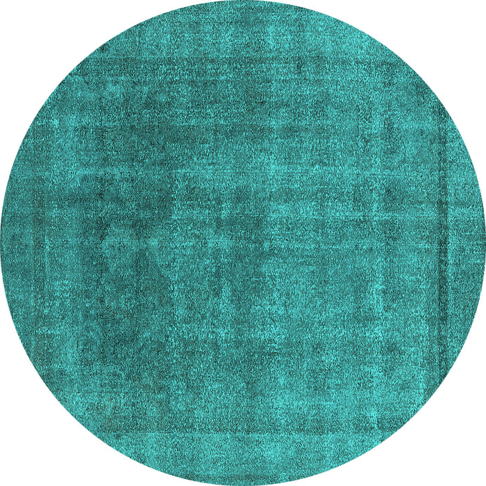 Round Machine Washable Oriental Turquoise Industrial Area Rugs, wshurb1840turq