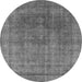 Round Oriental Gray Industrial Rug, urb1840gry