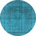 Round Oriental Light Blue Industrial Rug, urb1840lblu