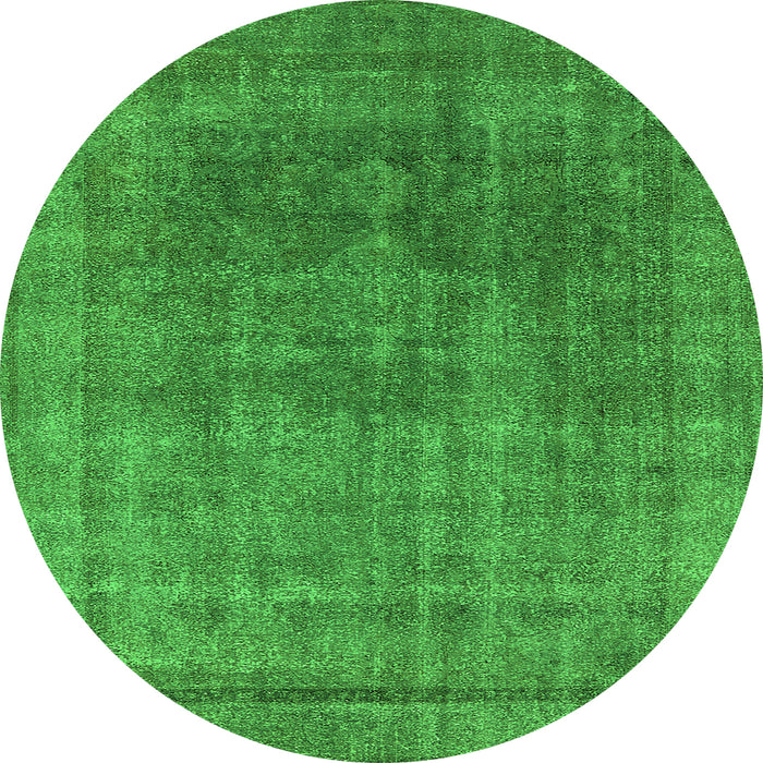 Round Oriental Green Industrial Rug, urb1840grn