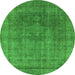 Round Oriental Green Industrial Rug, urb1840grn