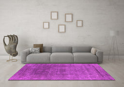 Machine Washable Oriental Pink Industrial Rug in a Living Room, wshurb1840pnk