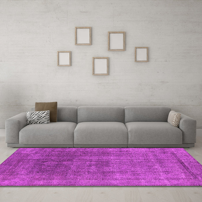 Machine Washable Oriental Pink Industrial Rug in a Living Room, wshurb1840pnk