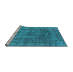 Sideview of Machine Washable Oriental Light Blue Industrial Rug, wshurb1840lblu