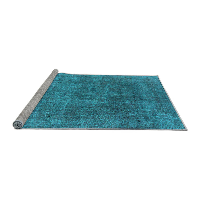 Sideview of Machine Washable Oriental Light Blue Industrial Rug, wshurb1840lblu