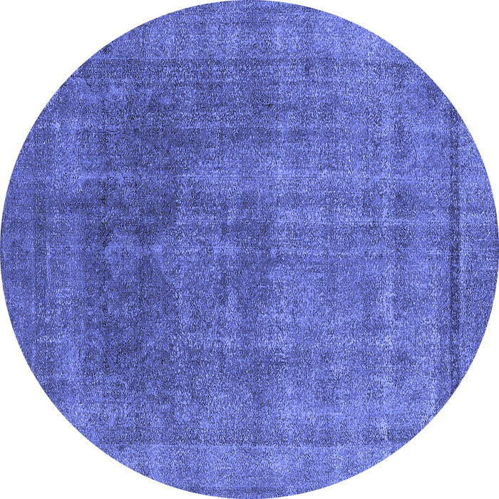 Round Machine Washable Oriental Blue Industrial Rug, wshurb1840blu
