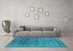 Machine Washable Oriental Light Blue Industrial Rug in a Living Room, wshurb1840lblu