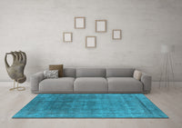 Machine Washable Oriental Light Blue Industrial Rug, wshurb1840lblu