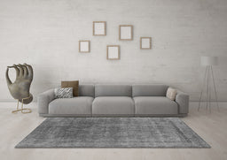 Machine Washable Oriental Gray Industrial Rug in a Living Room,, wshurb1840gry