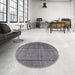 Round Mid-Century Modern Carbon Gray Oriental Rug in a Office, urb1840