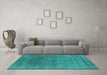 Machine Washable Oriental Turquoise Industrial Area Rugs in a Living Room,, wshurb1840turq